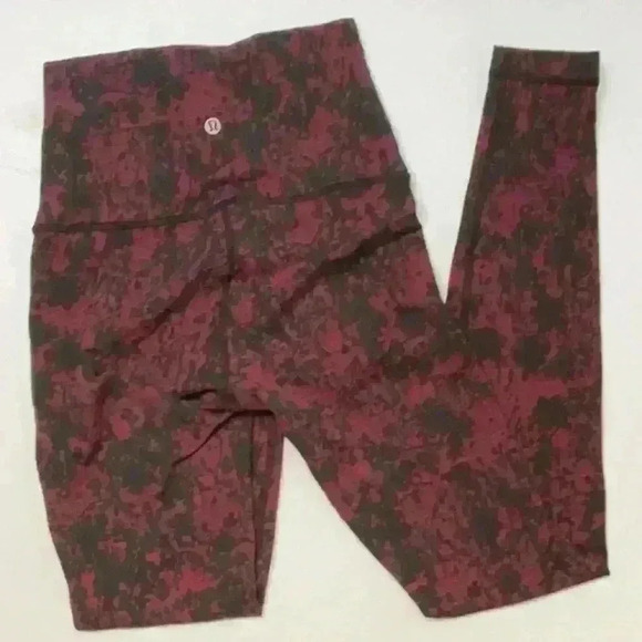 Lululemon Wunder Under Hi-Rise Tight Scatter Blossom Jacquard Garnet Black sz 4 - Picture 2 of 9